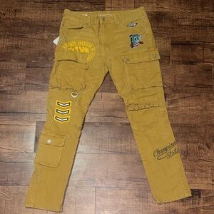 First Row Men's Yellow Cargo Pants